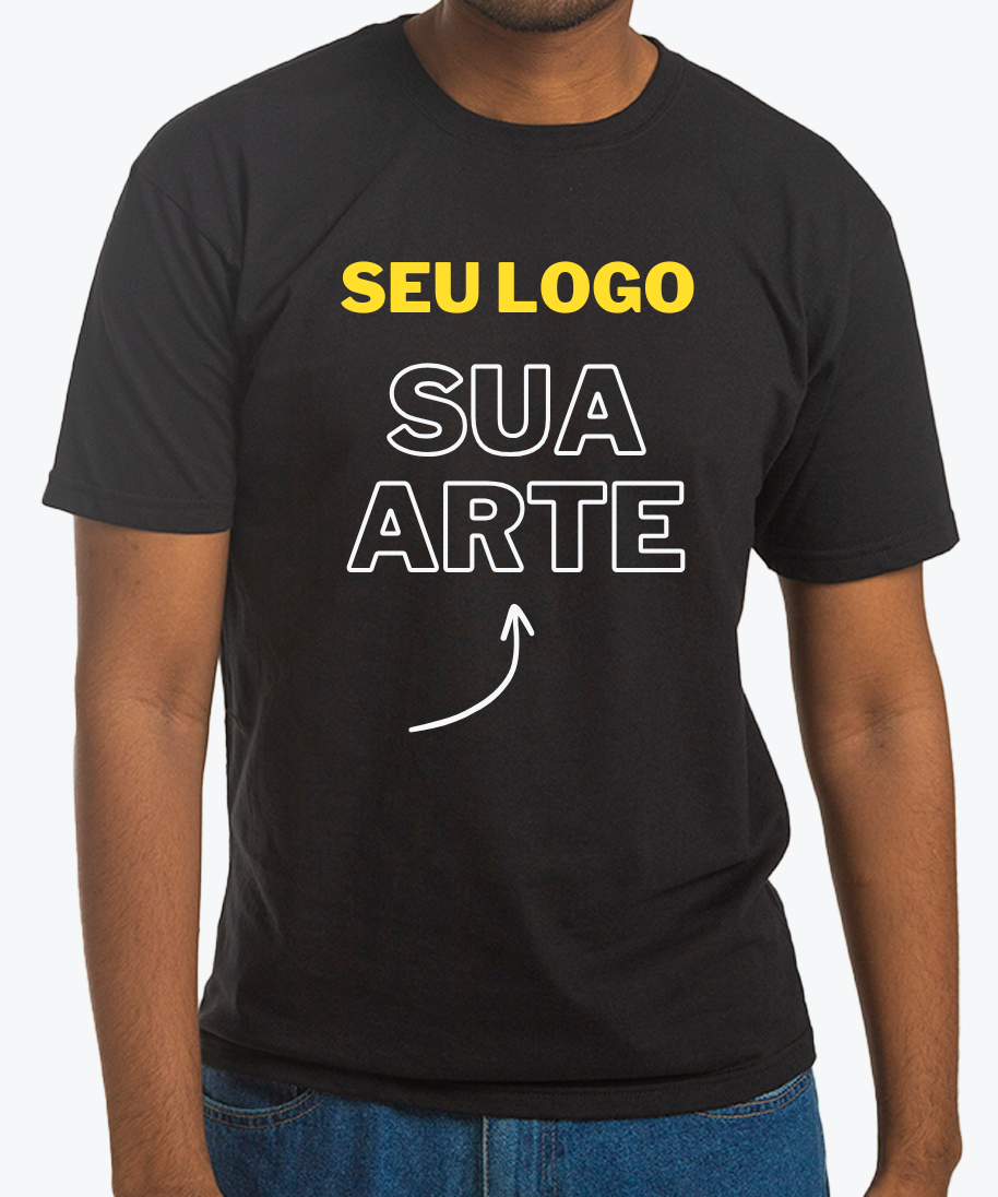 Camiseta Preta Personalizada 100% Algodão