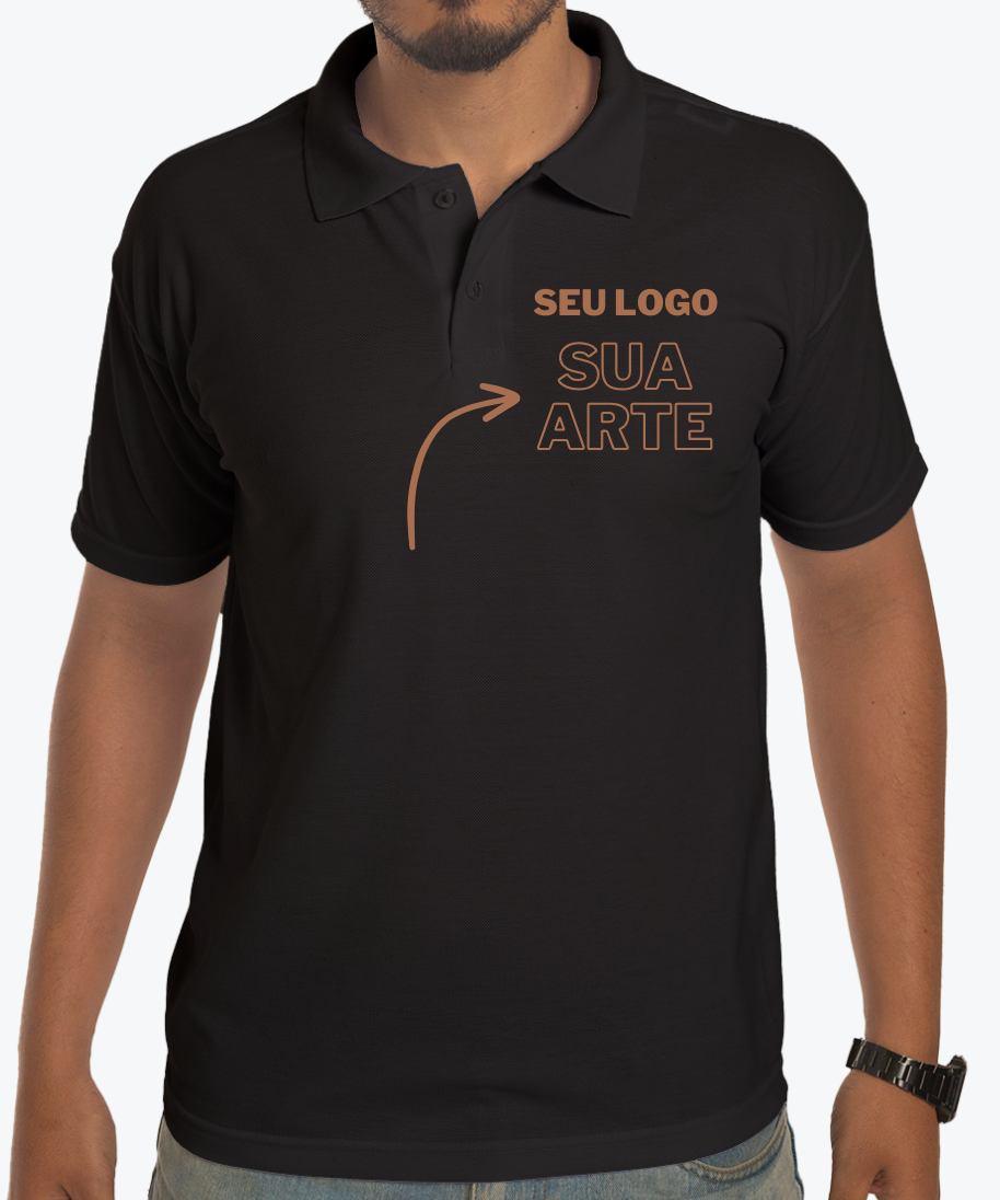 Camiseta Polo Preta 100% Algodão