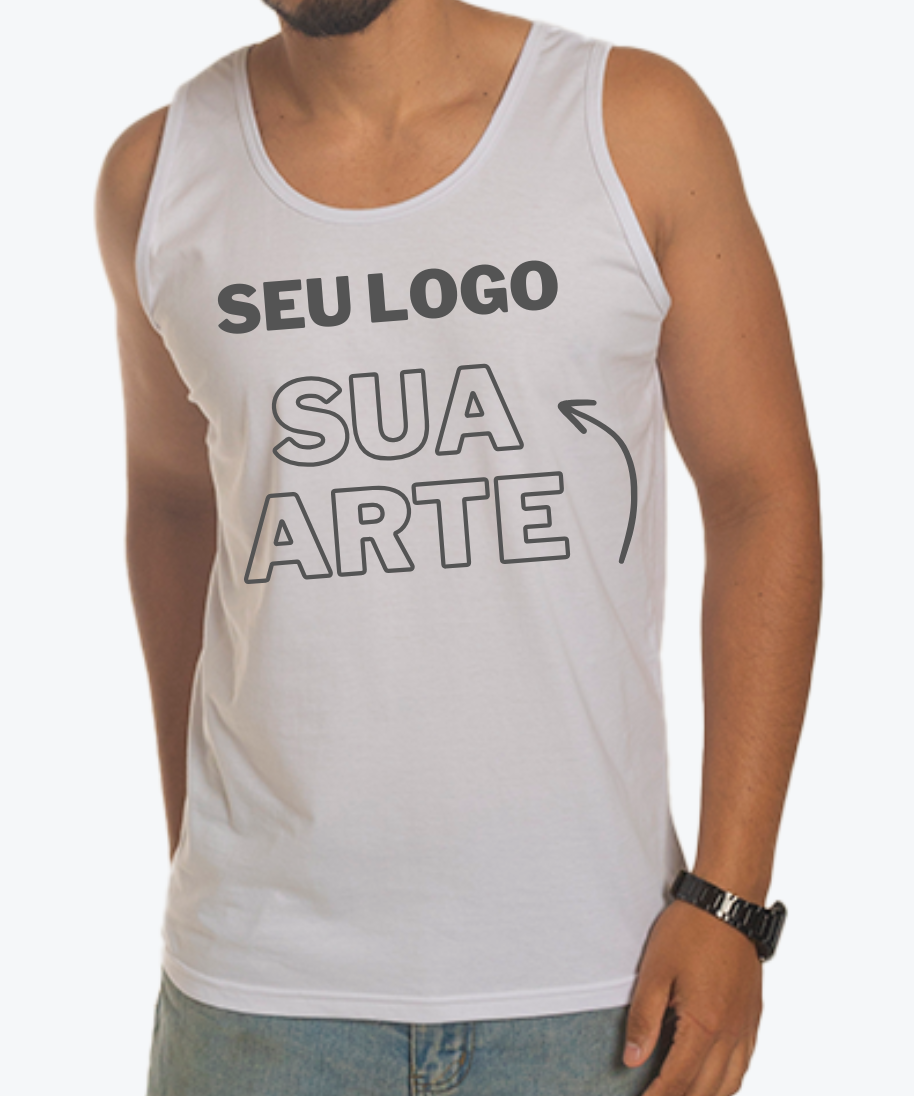 Regata Branca Personalizada 100% Algodão