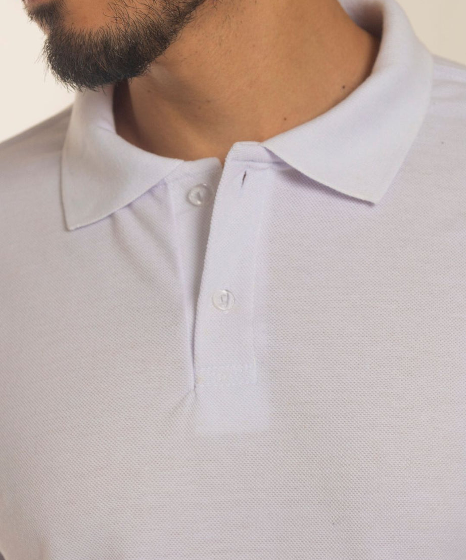 Camiseta Polo Branca 100% Algodão
