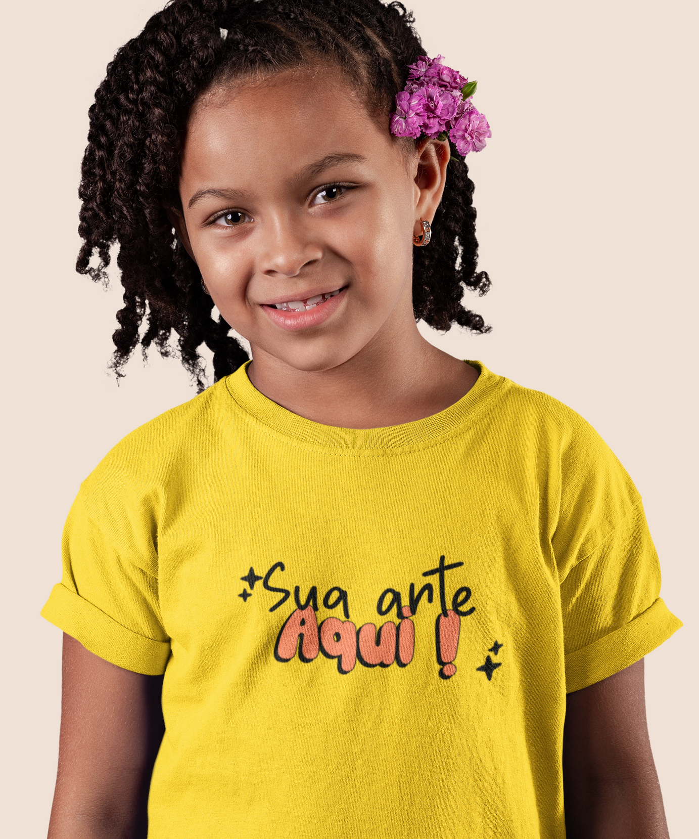 Camiseta Infantil Amarelo Canário 100% Algodão