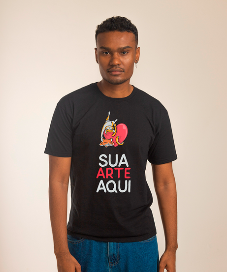 Camiseta Preta Personalizada 100% Algodão