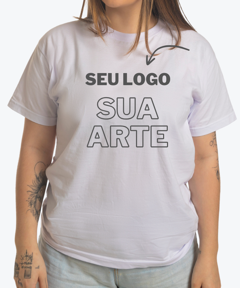 Camiseta Branca Personalizada 100% Algodão
