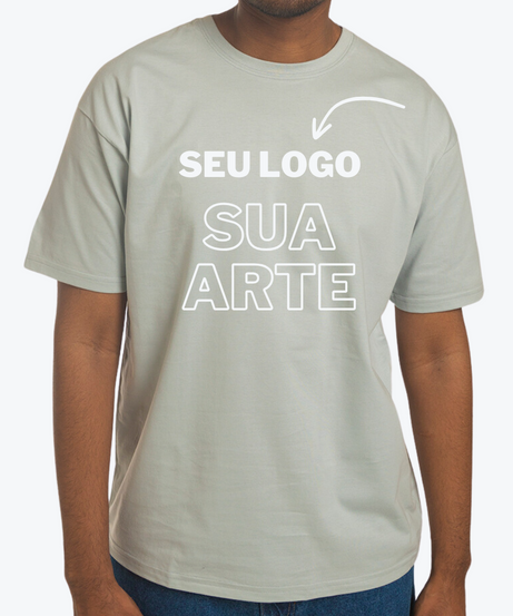 Camiseta Cinza Médio Personalizada 100% Algodão
