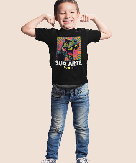 Camiseta Infantil Preta Personalizada 100% Algodão