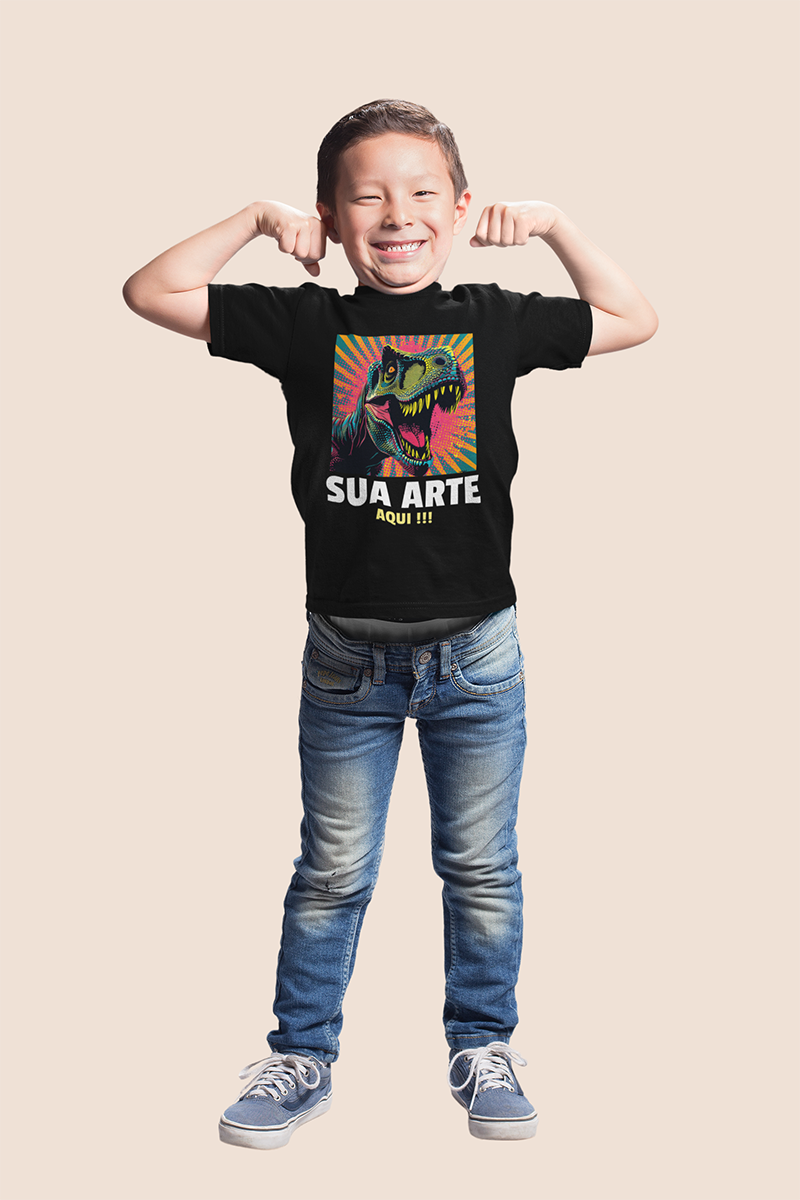 Camiseta Infantil Preta Personalizada 100% Algodão