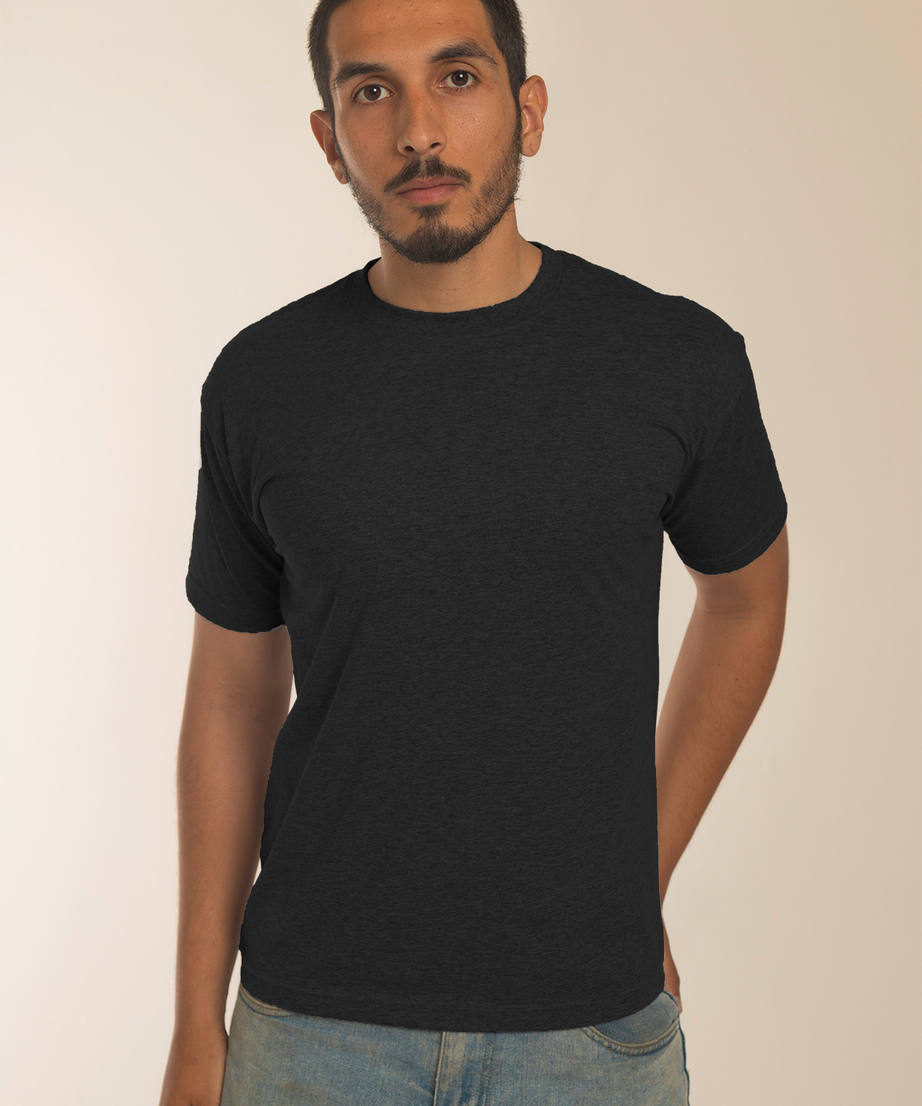 Camiseta Preto Mescla Personalizada 100% Algodão