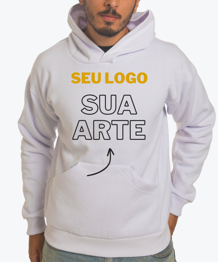 Moletom Canguru Branco Personalizado
