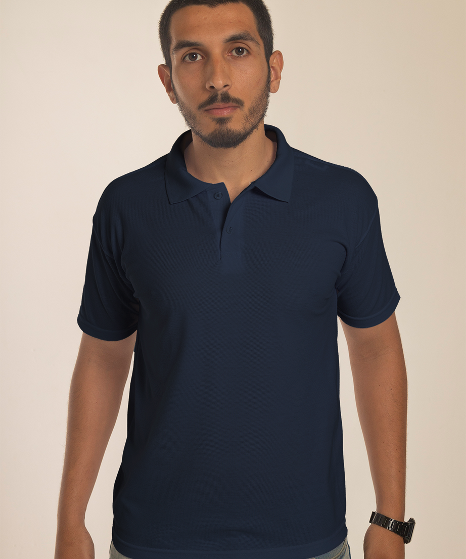 Camiseta Polo Azul Marinho 100% Algodão