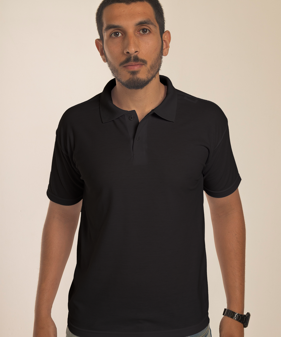 Camiseta Polo Preta 100% Algodão