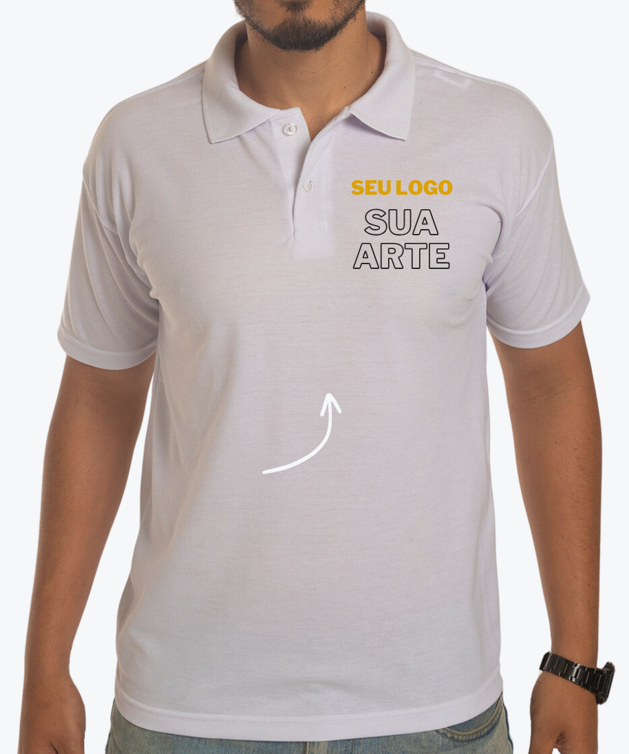 Camiseta Polo Branca 100% Algodão